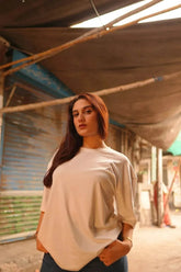 Plain Off-White Tee - Drop Shoulder - Unisex - Two One